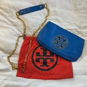TORY BURCH Electric Blue Convertible Clutch/Crossbody Bag